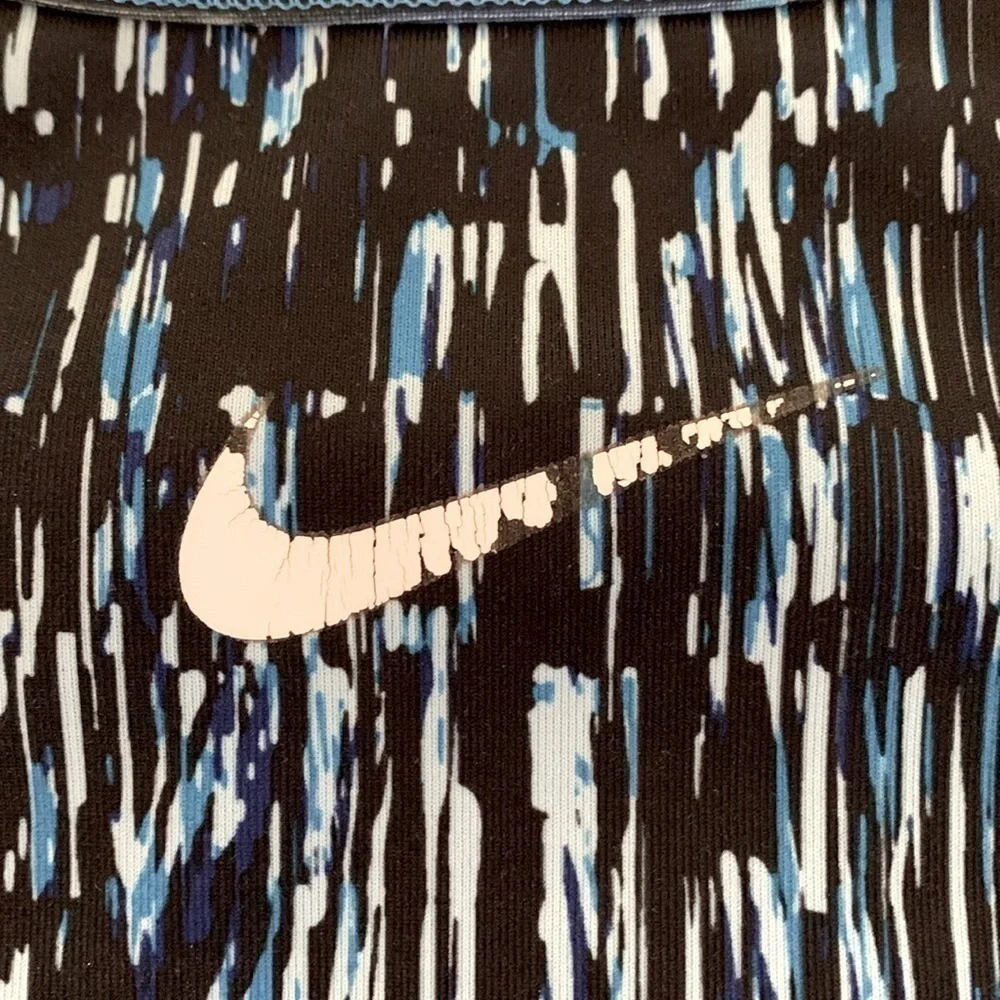 Nike Razor Back Sports Bra, Size M, Black Teal & Blue